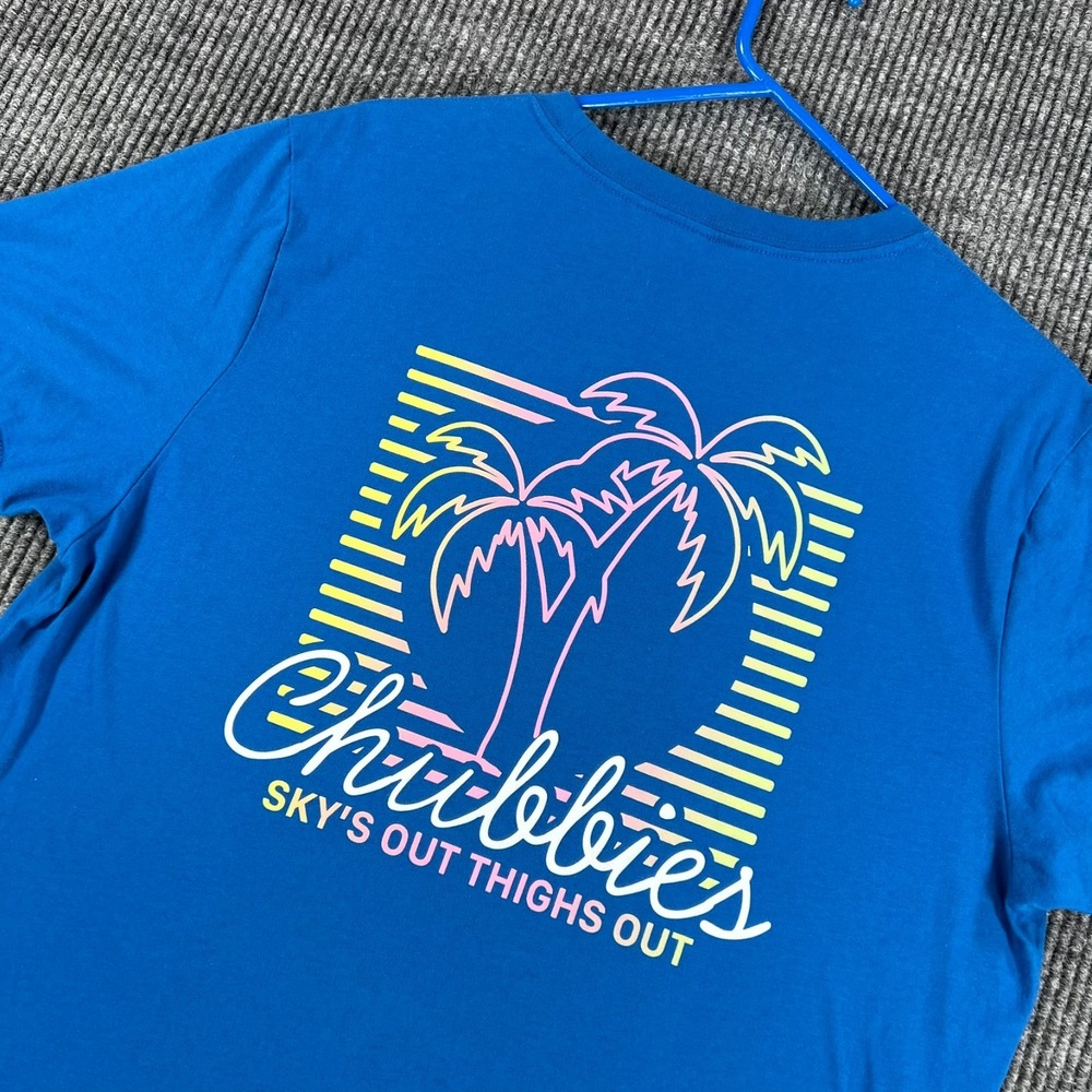 Chubbies Shirt Mens Medium Blue Short Sleeve Casual Comfort Crew Neck Outdoor